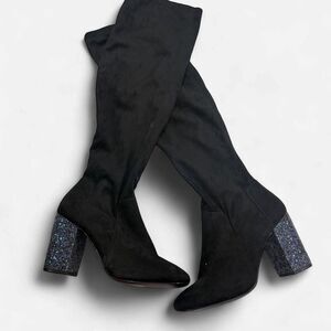 Knee High Glitter Heel Boot